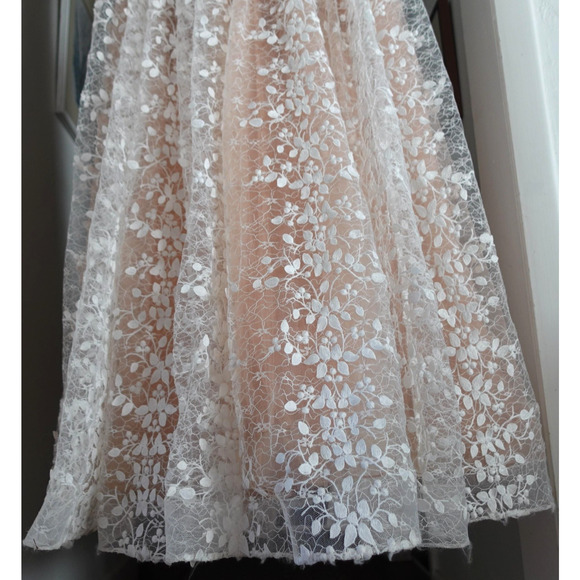 Bronx & Banco Megan Lace Maxi Dress Small White Floral Sheer Boho Bridal Gown - Picture 8 of 16